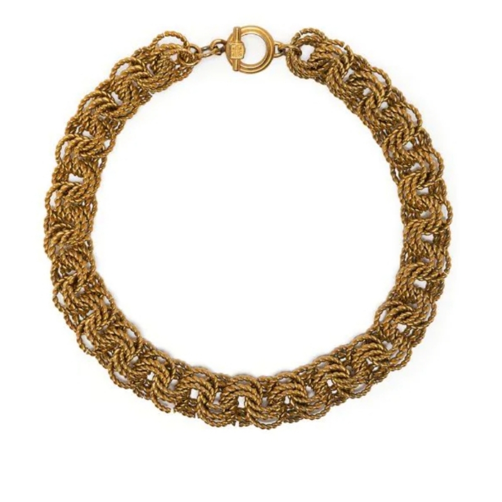 RARE EXQUISITE Givenchy 1990s Textured Chain-Link Short Necklace
